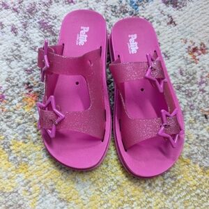 NEW PETITE JOLIE Girl’s Glitter Star sandals Slides Jelly Shoes US 2/3